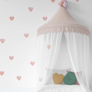 Blush Pink Heart Wall Decals, Girl Room Wall Stickers, Nursery Wall Decal, Playroom Wall Decor, Heart Decals