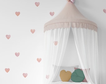 Blush Pink Heart Wall Decals, Girl Room Wall Stickers, Nursery Wall Decal, Playroom Wall Decor, Heart Decals