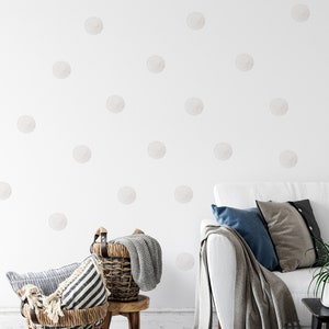 Stickers muraux de pois gris clair à l’aquarelle, stickers muraux de confettis gris, décoration murale de chambre d’enfant, stickers muraux de salle de jeux