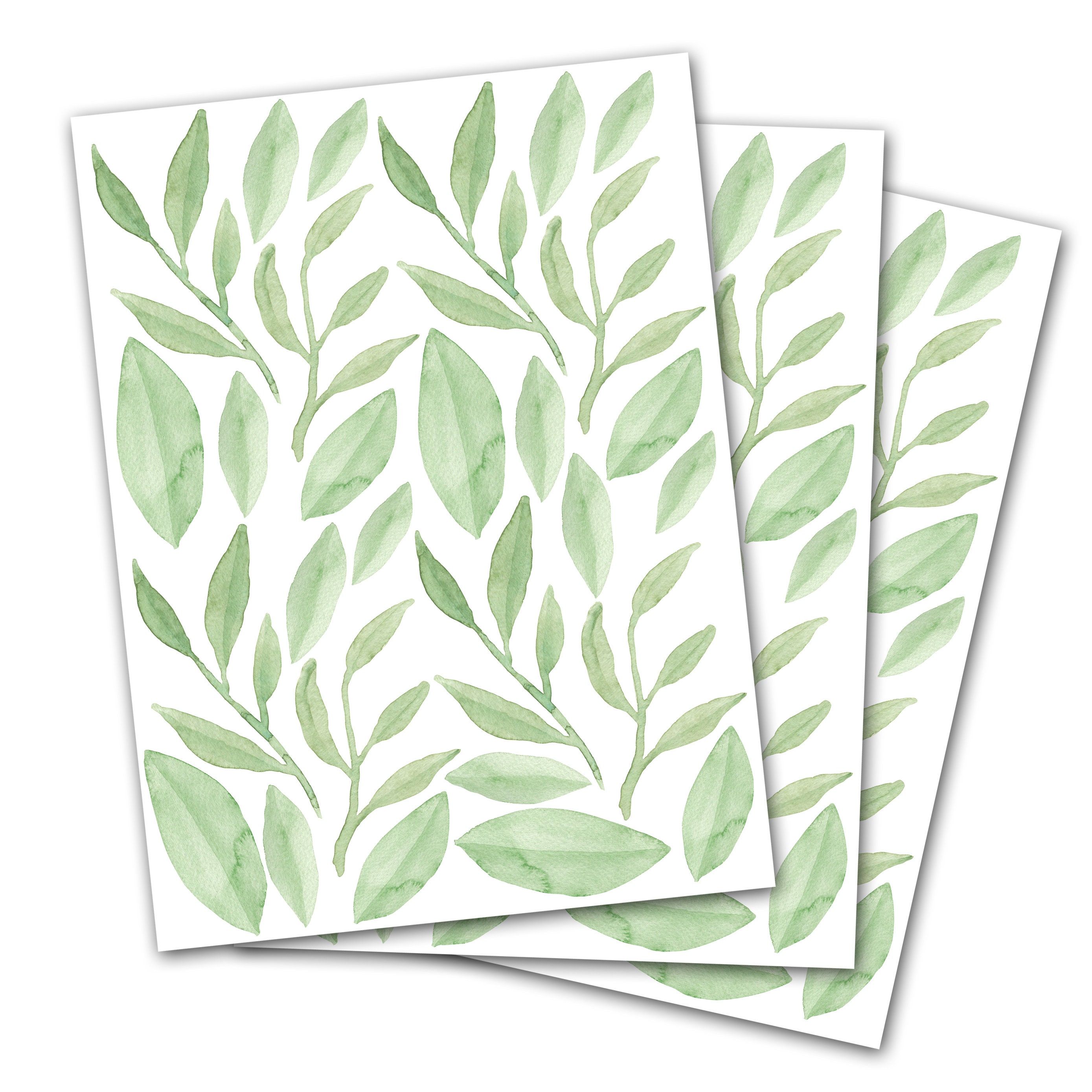Sage Green Leaves Wall Decals Greenery Wall Stickers Boho Etsy