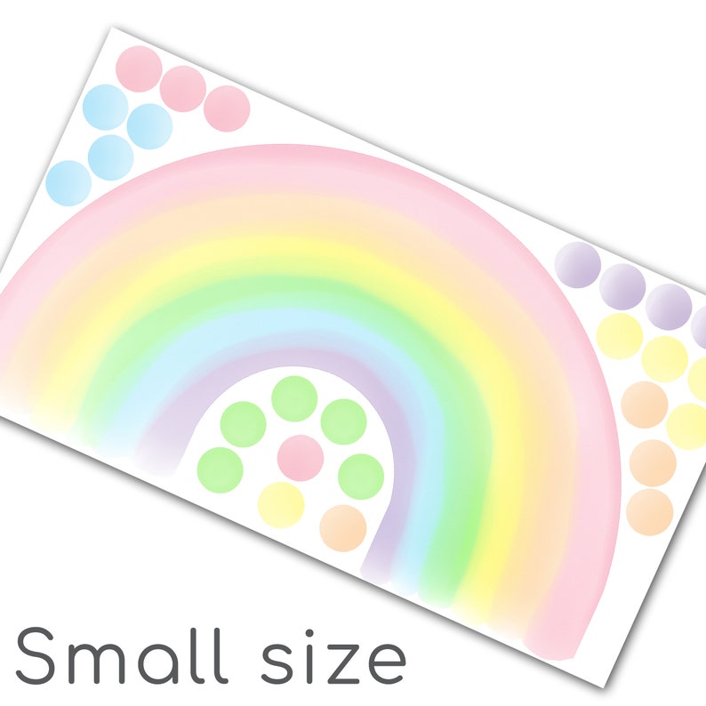 Rainbow Wall Decals, Pastel Girl Room Stickers, Rainbow and Polka Dots Nursery Decor, Pastel Color Kids Room Decor image 6