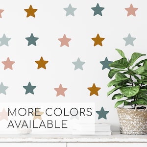 Colorful Star Wall Decals, Minimal Stars Wall Stickers, Scandinavian Style Play Room Decor, Boho Nursery Decor,