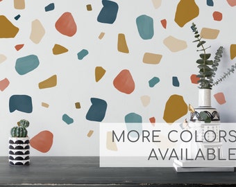 Terrazzo wall decals, Abstract fabric wall stickers, modern wall decor, terrazzo wall art