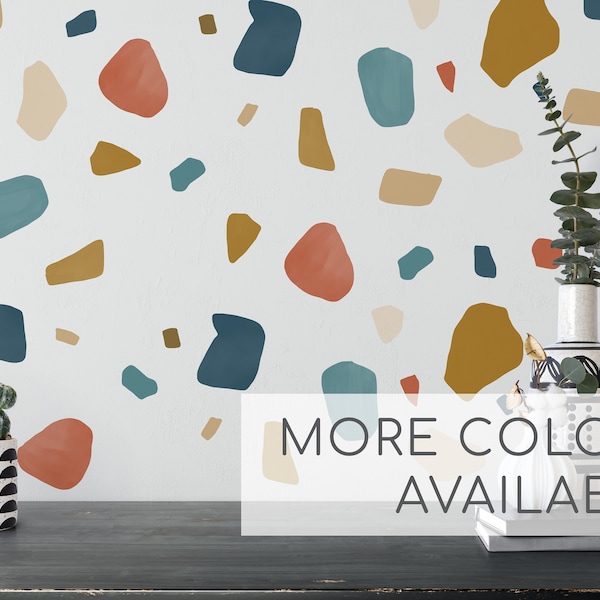 Terrazzo wall decals, Abstract fabric wall stickers, modern wall decor, terrazzo wall art