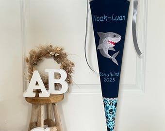 Schultüte Zuckertüte Stoff Hai Weisserhai Shark passend zum Schulranzen Junge 70 cm