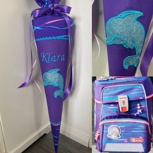 School bag fabric dolphin glitter to match the Step by Step school bag