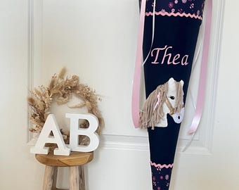 School cone sugar cone fabric horse horse head 3D glitter matching the school bag school enrollment girl 70 cm
