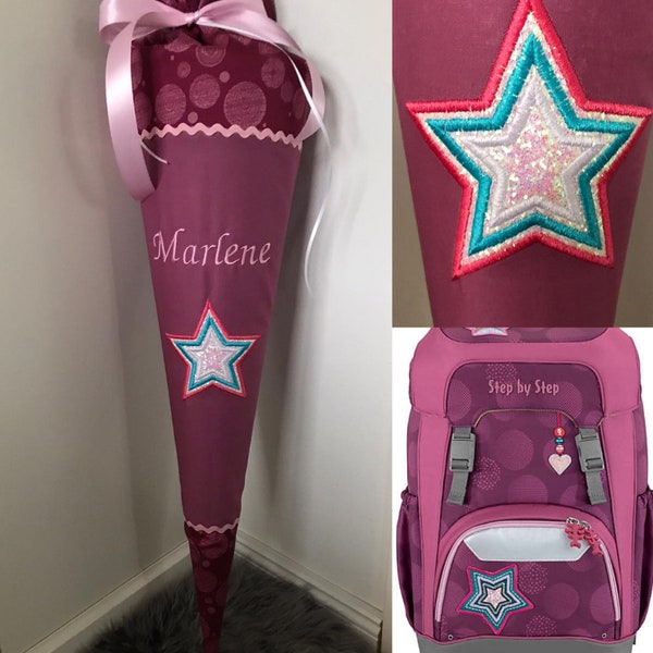 School bag fabric star glitter to match the Step by Step school bag