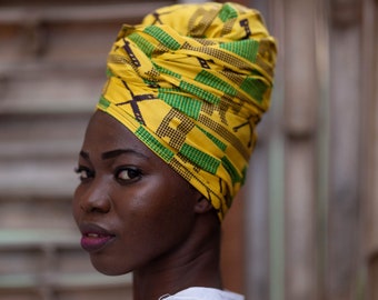 African Kente Head Wrap, African head wraps for women, Ankara head wraps, African scarves, Ankara scarves, African head bands - LYG