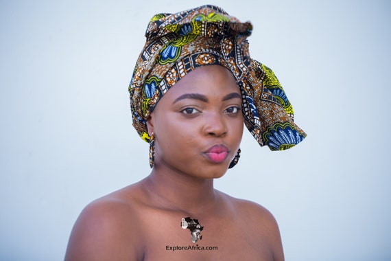 Matching Set - African Dashiki Head Wrap and Matching Small 