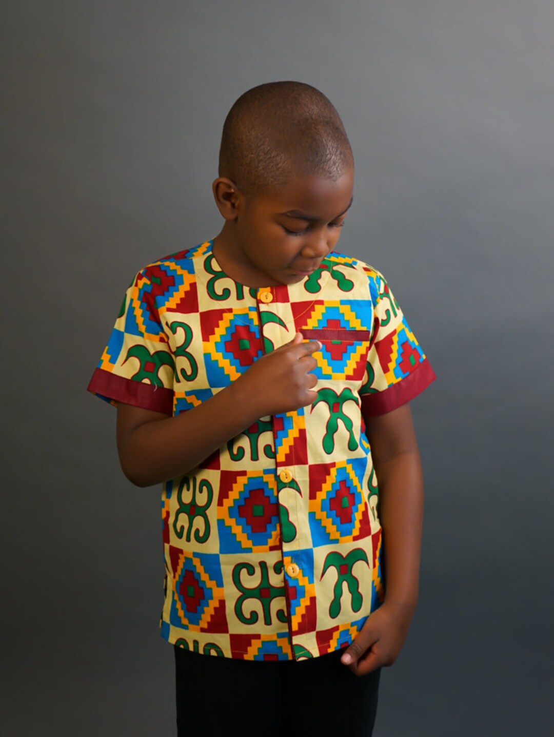 African Kids Boys Agbada Traditional Shirt 3 Piece Set