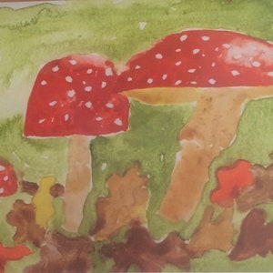 Fungi,mushrooms,Blossoms,floral,flowers,my photo,original art,watercolour,card,greeting,small art, blank card,Australian affordable,