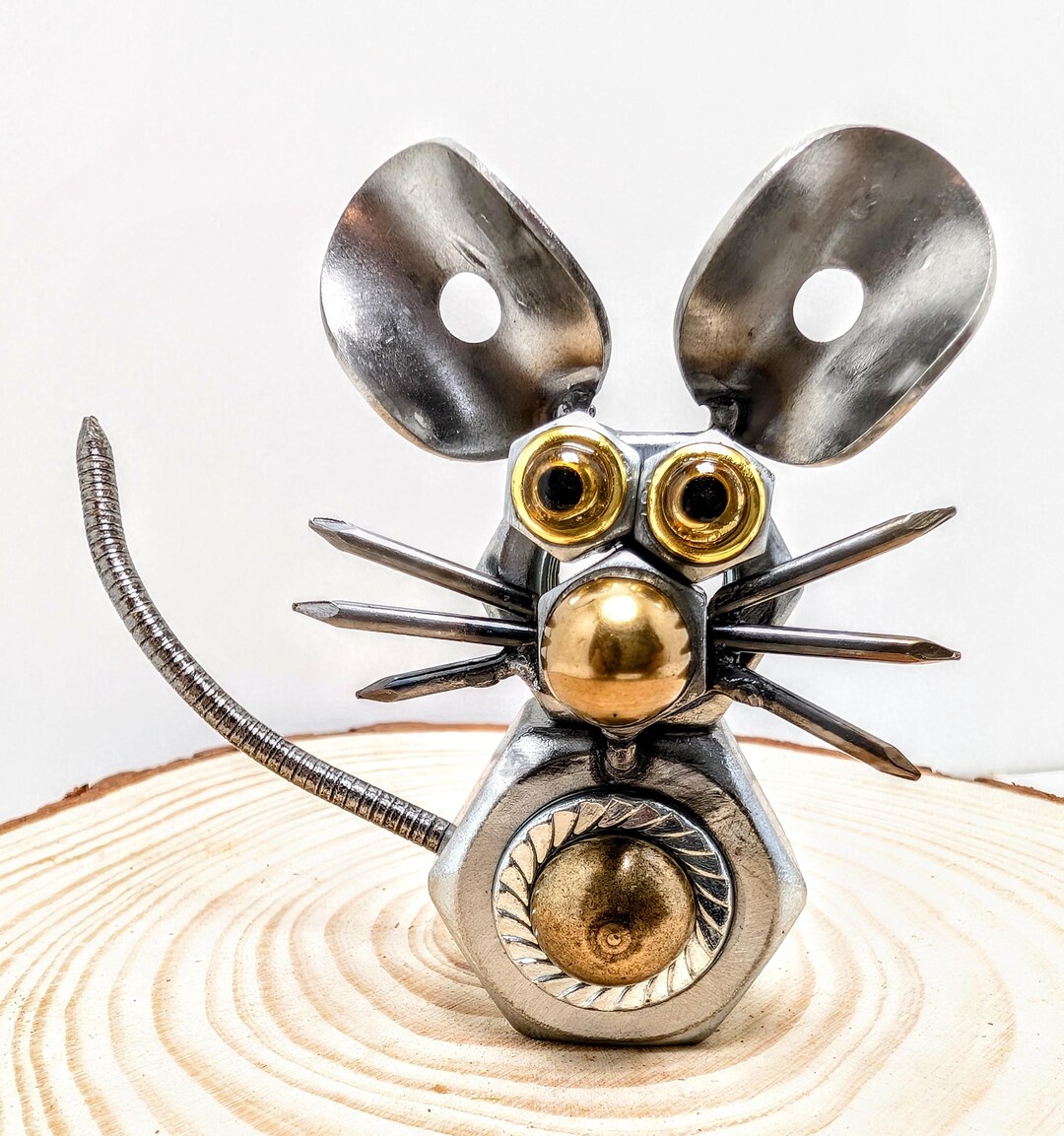 Recycled Metal Mouse Sculpture – Handcrafted Nut, Washer, Bearing Art ...