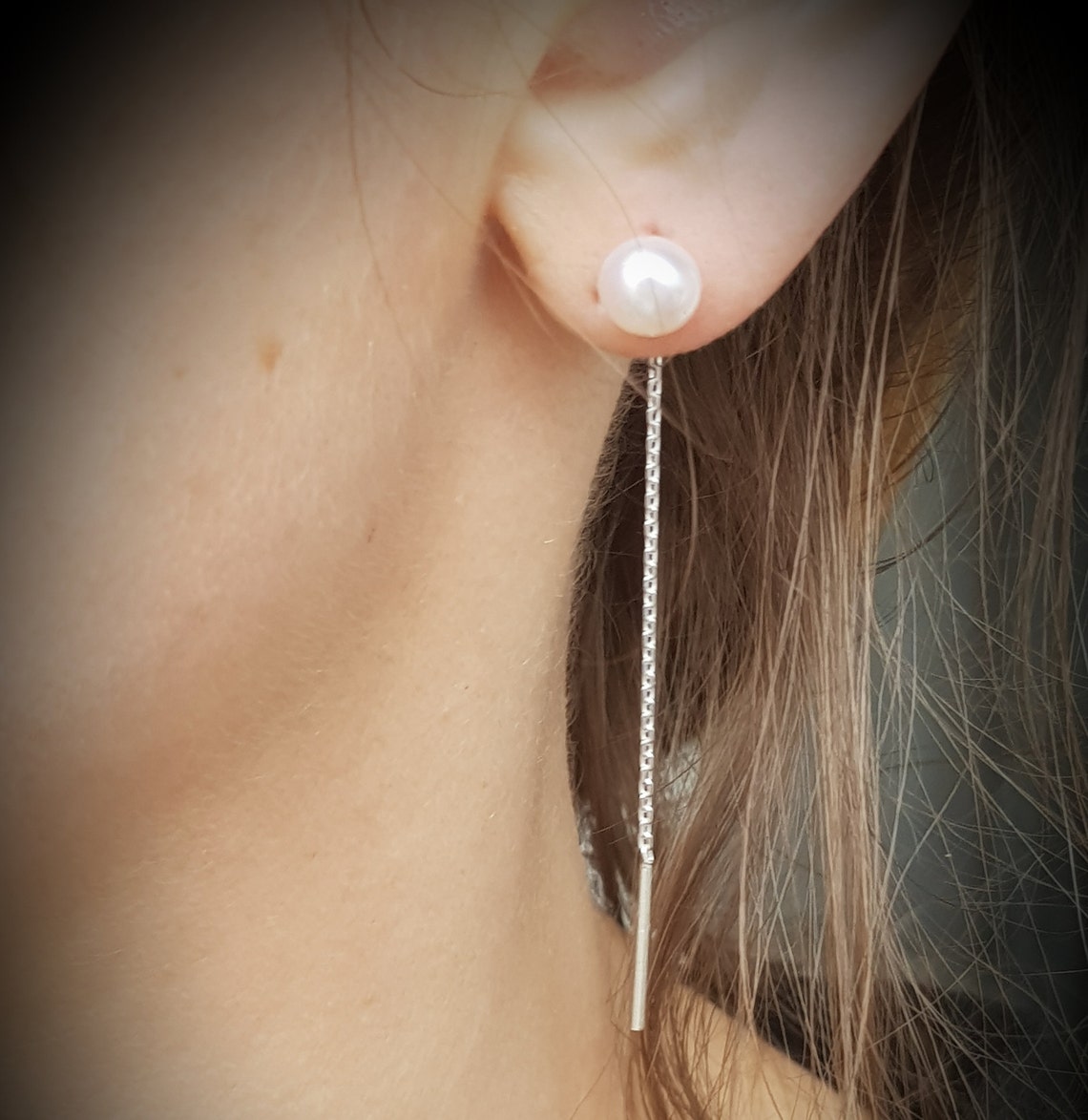 Ohrringe Mit Kette Zum Oberen Ohr 925 Sterling Silber Kette Ohrringe | Etsy