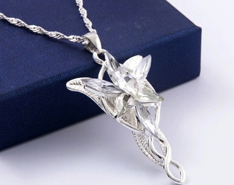 Arwen Evenstar Necklace Elf Princess Fashion Crystal Silver Color Cubic Zirconia Stone Pendant Sparking Jewelry Women Wholesale