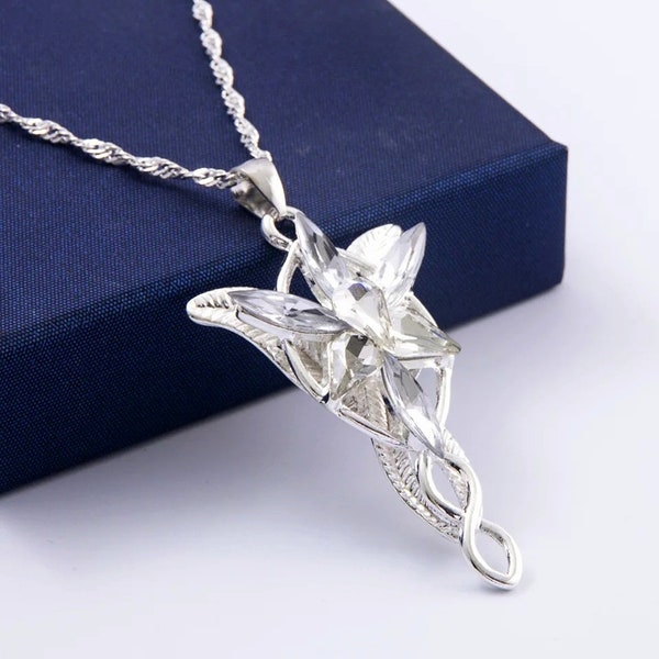 Arwen Evenstar collier elfe princesse mode cristal couleur argent zircon cubique pendentif étincelant bijoux femmes en gros