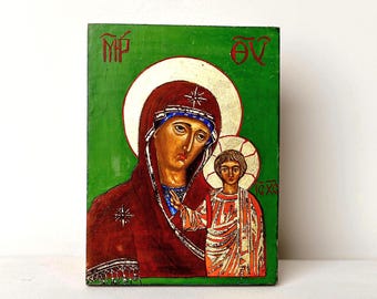 Icône de la Mère de Dieu à Kazan. Fait main.