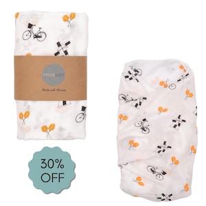 Dutch Baby Muslin, Bamboo Cotton Muslin Swaddle, Windmill, Bicycle, Tulips Muslin, Netherlands Souvenir, Holland Newborn Muslin Pram Cover