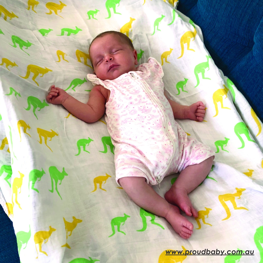 Australian Baby Muslin, Bamboo and Cotton Muslin Swaddle, Kangaroo