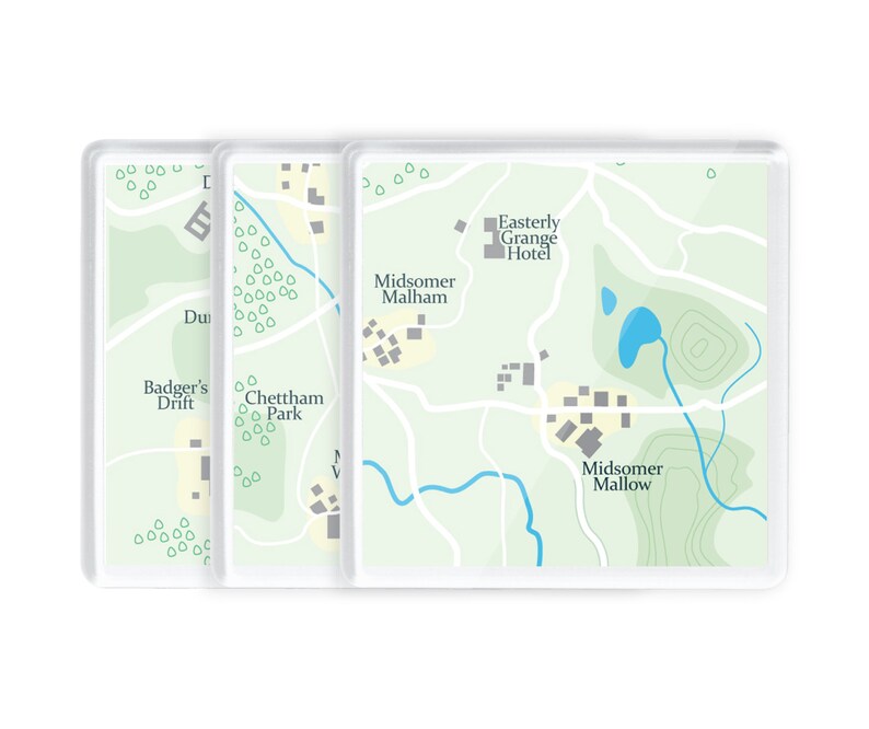 6 x Midsomer Murders Locations Map Coaster Set When Put | Etsy