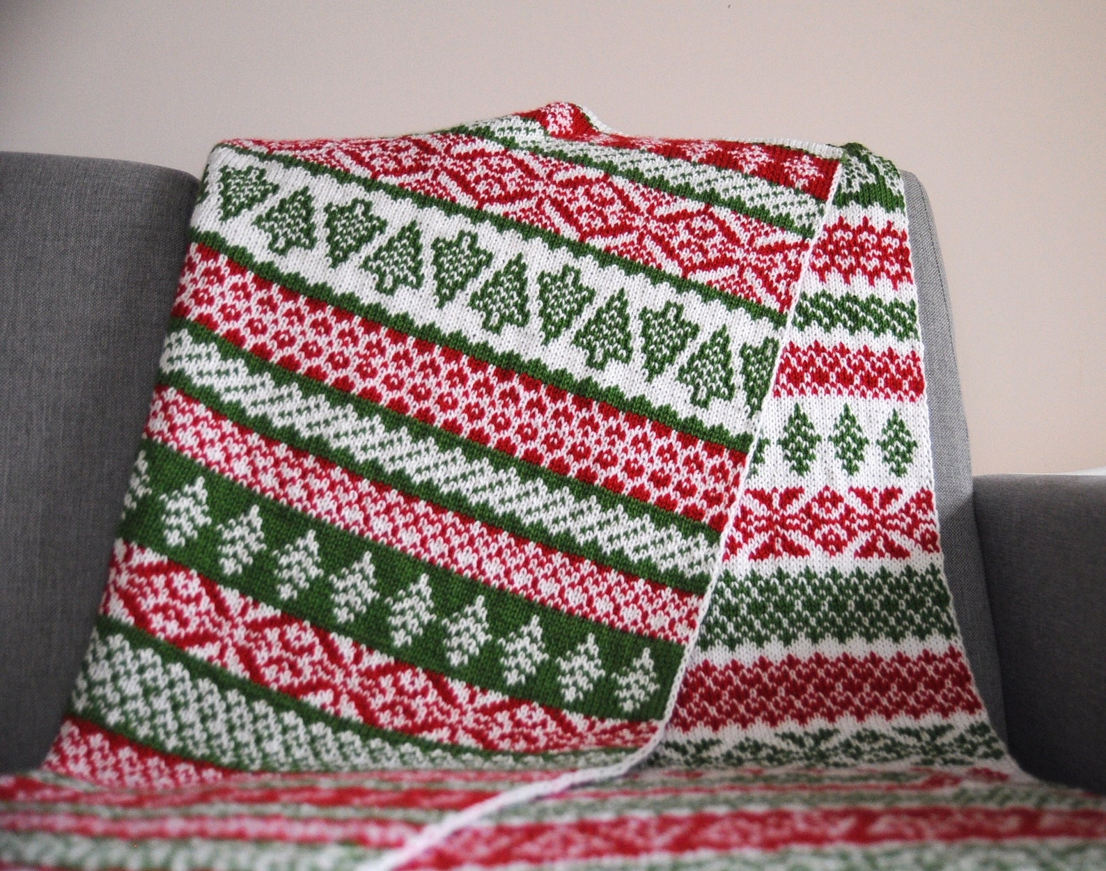 PATTERN Christmas Blanket Knitting Double Knitting Fair Isle Etsy UK