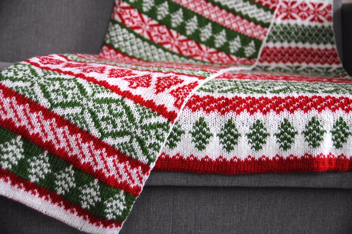 PATTERN Christmas Blanket Knitting Double Knitting Fair Isle Etsy UK