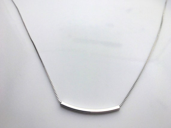 Women Simple Curved Tube Bar 925 Silver Pendant Chain Necklace For Women Jewelry