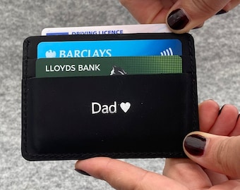 Personalised slim card holder, Handmade gift for him, personalised leather card holder, slim leather wallet, 3rd wedding anniversary gifts