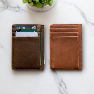 Personalisierte Vatertagsgeschenke für den täglichen Gebrauch, Leder-RFID-Blocking-Kartenhalter, schlanker Kartenhalter mit großer Kapazität und ID-Fensterschlitz