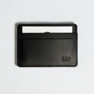 Tarjetero delgado personalizado, regalo hecho a mano para él, tarjetero de cuero personalizado, billetera delgada de cuero, regalos para el tercer aniversario de bodas