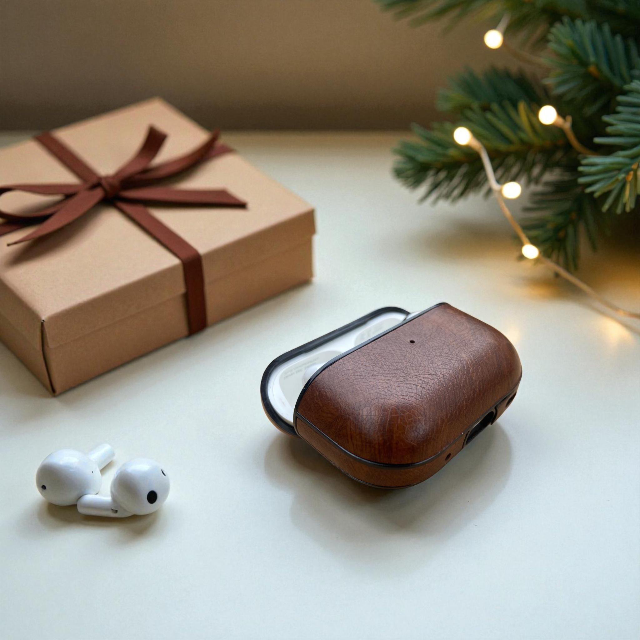 Sena Lederhülle Für AirPods Pro – Mit Front-LED, Kabelloses Laden, Hellbraun