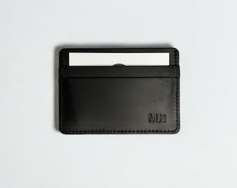 Monogrammed slim wallet, Handmade gift for mum, 3rd Anniversary gift, Handmade personalised gift for him, gift for dad