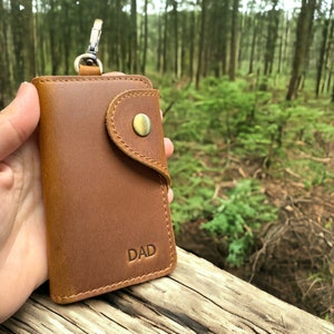Portachiavi multiplo in pelle personalizzato con porta carte, idee regalo personalizzate per la festa del papà, regali per papà, cover per chiavi, portachiavi