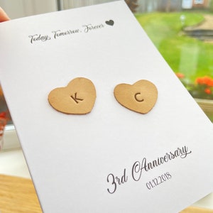 Personalised 3rd anniversary leather gift, personalised Valentine's day card, personalised wedding and anniversary gifts