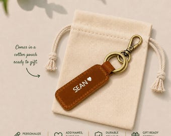 Personalised Leather Keyring, Belt Key Holder, Custom Leather Keychain, Gift For Him, Father's Gift, Handmade In England
