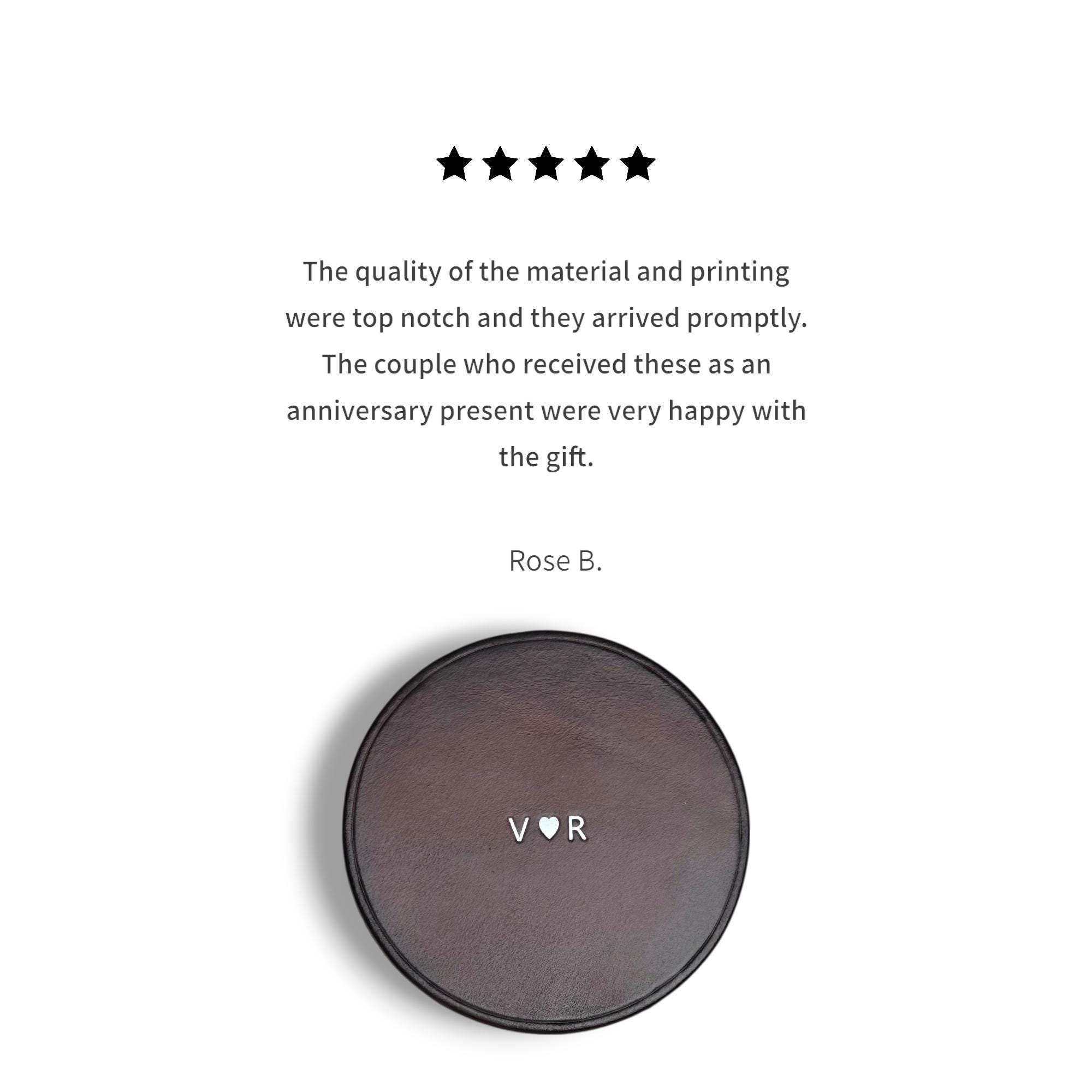 パーソナライズレザーコースター - 3周年記念ギフト、イニシャル刻印 - Etsy 日本