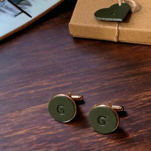 Personalised Italian Leather Cufflinks – Handmade Stainless Steel – Luxury Wedding & Groomsmen Gift – Custom Initials