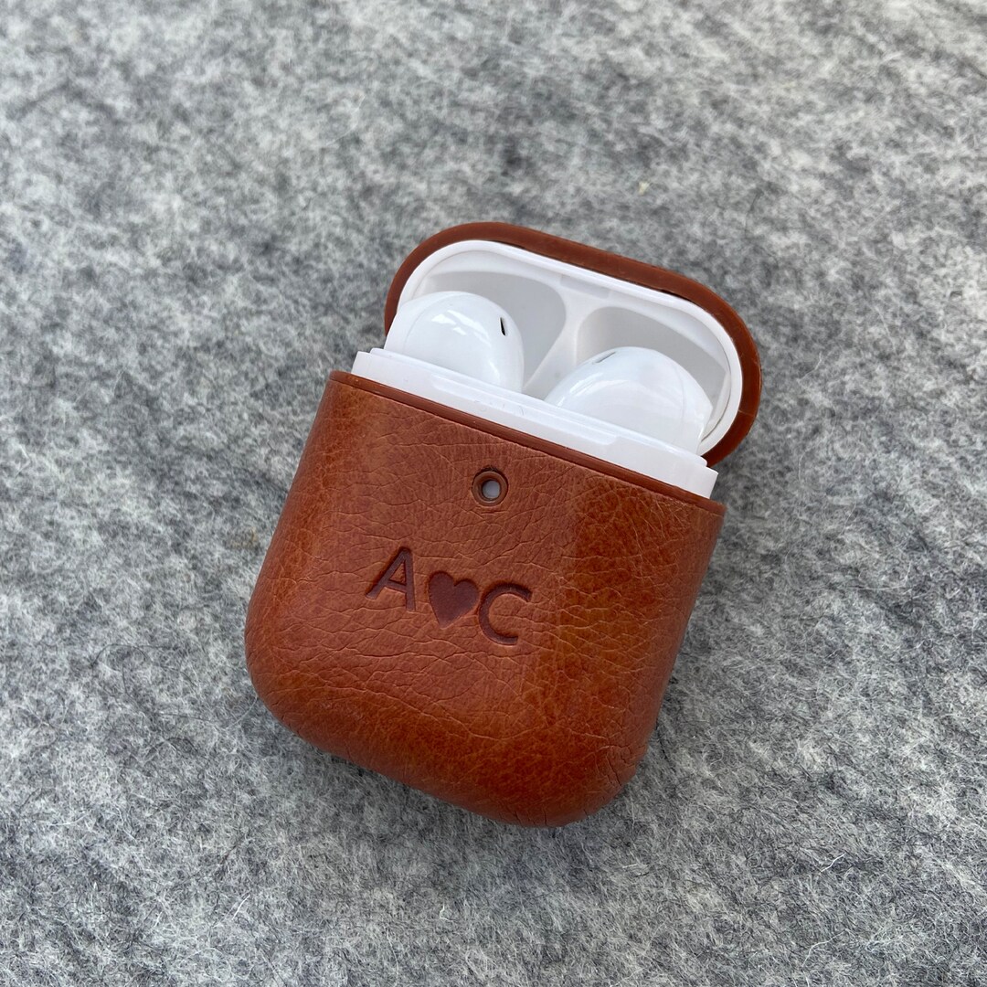 Personalised Apple Airpods 1&2 Case Cover Handmade PU Leather 