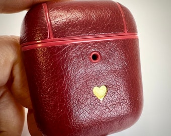 Personalised Apple AirPods 1&2 case cover, Handmade PU Leather Protector Cover, 3rd Anniversary gift, Unique Gifts for mum
