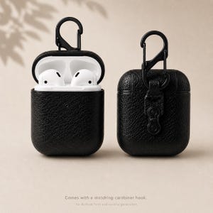 Vegane Leder-AirPods-Hülle | Minimalistische AirPods-Hülle | Personalisierte Initialen | AirPods 1. & 2. Generation | Handgefertigtes Geschenk