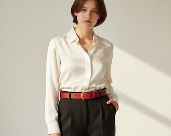 Leren riem voor vrouwen cadeau, gepersonaliseerde volnerf leren riem, handgemaakte jeansriem, aangepast formaat minimale riem VK