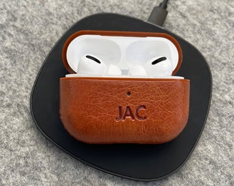 Personalised Apple AirPods Pro, AirPods Pro 2 Case, Protective PU Leather AirPods Cover, 3rd wedding anniversary gift, unique gifts for him