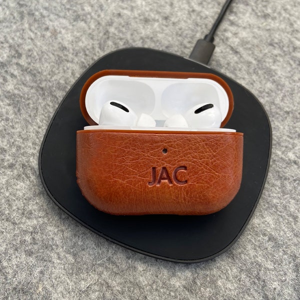 Personalised Apple AirPods Pro, AirPods Pro 2 Case, Protective PU Leather AirPods Cover, 3rd wedding anniversary gift, unique gifts for him
