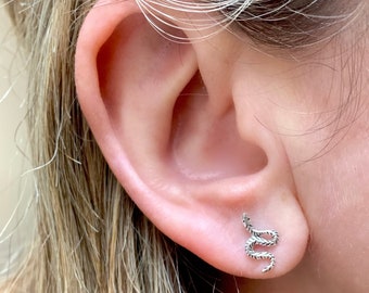 Sterling silver snake design studs