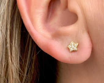 Sterling vermeil CZ star studs