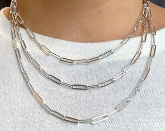 Sterling silver paperclip chain (x large)