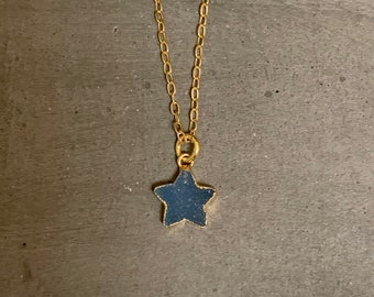 Gold druzy star pendant