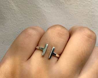 Sterling silver double bar ring