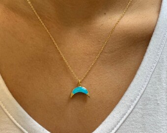 Gold filled howlite crescent necklace 16"