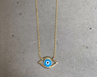 Sterling vermeil enamel evil eye necklace